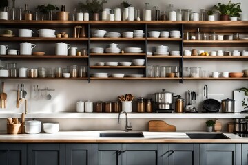 a mix of open shelving and closed cabinets for versatile storage in your kitchen