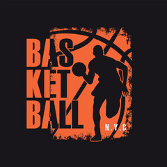 New concept vector illustration on the theme of basketball. Vintage design. lines background. Sport typography, t-shirt graphics, poster, banner, flyer, print and postcard,etc © hendrik