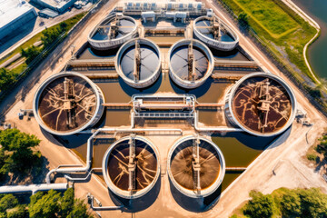 Fototapeta na wymiar An aerial view of a wastewater treatment plant