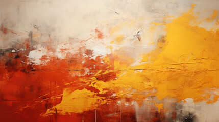 Abstract expressionism wall painting grunge art illusion sun red yellow orange created with Generative AI Technology