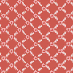 Seamless Floral pattern for fabric, wallpaper, clothing, panels in Ikkat embroidery style. Ethnic drawing design. Aztec style abstract vector illustration.