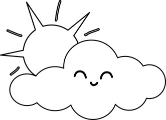 Cute cloud clipart, overcast weather outline, cloud outline, weather doodle