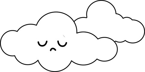 Cute cloud clipart, overcast weather outline, cloud outline, weather doodle