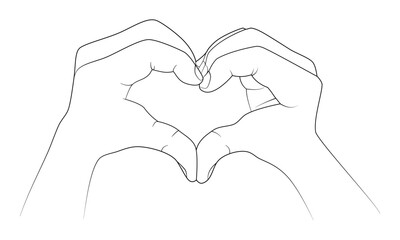 Fototapeta premium Children's hand made heart sign outline isolated on white background. Vector Illustration