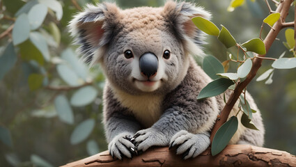 Fototapeta premium Close up of a cute koala on tree