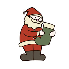 シンプルでかわいいサンタクロースイラストセット(モノクロ)