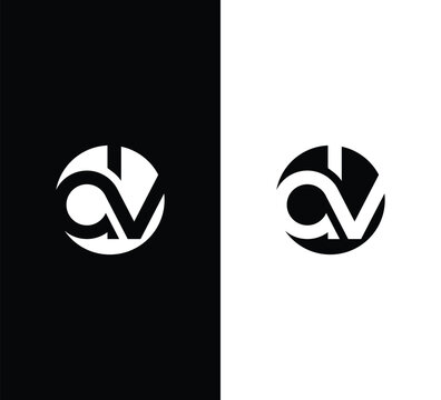 Monogram Letter DV Logo Design. Black and White Logo. Usable for Business Logos. Vector Logo Design Template