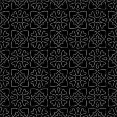 A repeat pattern of white dots on a black background. Simple texture for posters, sites, business cards, covers.