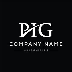 Fototapeta na wymiar Modern Monogram Letter PIG Logo Design. Black and White Logo. Usable for Business Logos. Flat Vector Logo Design Template