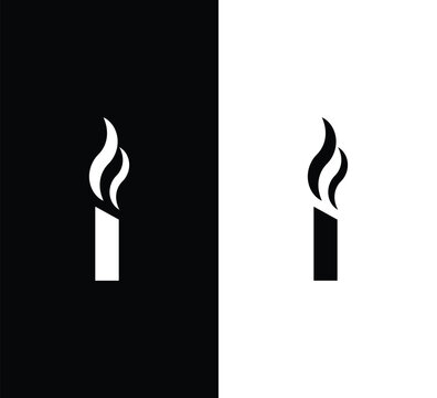 Creative Modern Initial Letter I Flame Logo. i Fire Logo. Black and White Logo. Usable for Business Logos. Flat Vector Logo Design Template Element