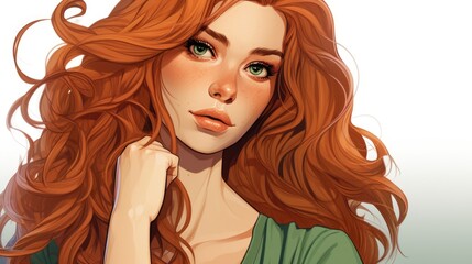 A drawing of a woman with red hair