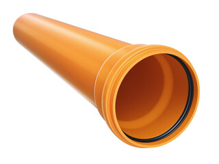 Plastic brown sewer pipe with the seal - 3D illustration - 650531411