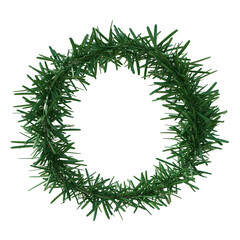 Christmas wreath isolated on white transparent background, PNG.  Xmas fir tree round frame, empty card template