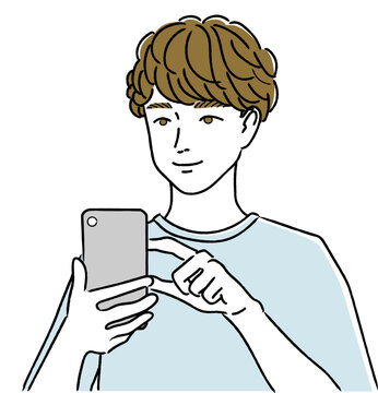 スマートフォンを操作する男性