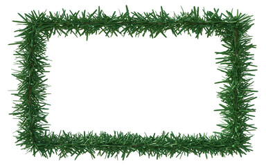 Christmas tree frame isolated on white transparent background, PNG. Xmas tree fir pine tree empty card template
