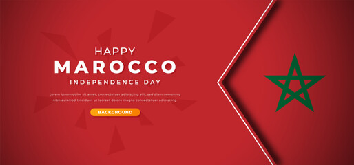 Happy Marocco Independence Day Design Paper Cut Shapes Background Illustration for Poster, Banner, Advertising, Greeting Card