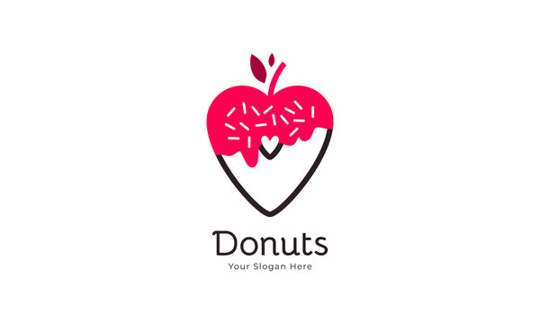 Donut logo with fruit and love imagination