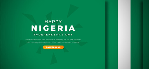 Happy Nigeria Independence Day Design Paper Cut Shapes Background Illustration for Poster, Banner, Advertising, Greeting Card