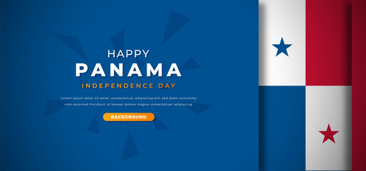 Obraz na płótnie Canvas Happy Panama Independence Day Design Paper Cut Shapes Background Illustration for Poster, Banner, Advertising, Greeting Card