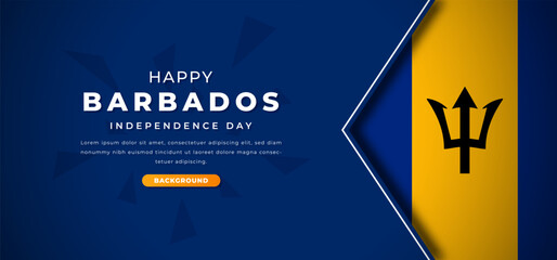 Happy Barbados Independence Day Design Paper Cut Shapes Background Illustration for Poster, Banner, Advertising, Greeting Card - obrazy, fototapety, plakaty