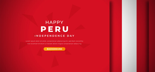 Happy Peru Independence Day Design Paper Cut Shapes Background Illustration for Poster, Banner, Advertising, Greeting Card