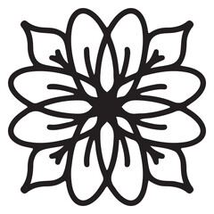 Floral doodle ornament One single flower page element tattoo