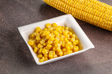 Marinated corn in the bowl