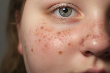 Fototapeta premium Woman face with symptoms of skin Infection 