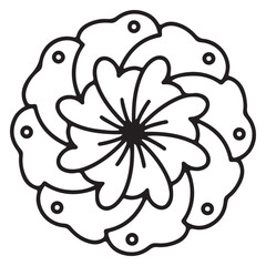 Floral doodle ornament One single flower page element tattoo