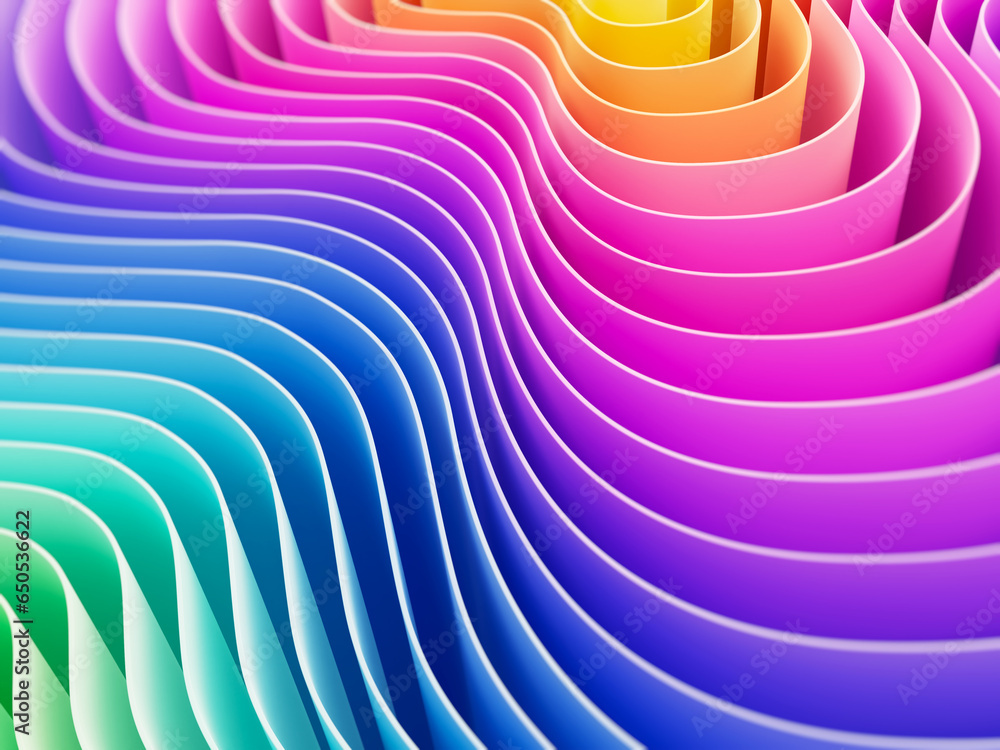 Aufkleber 3d rendering of an abstract background of smooth curved lines of waves of splines of different color