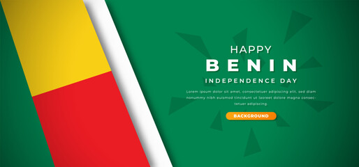 Happy Benin Independence Day Design Paper Cut Shapes Background Illustration for Poster, Banner, Advertising, Greeting Card - Powered by Adobe