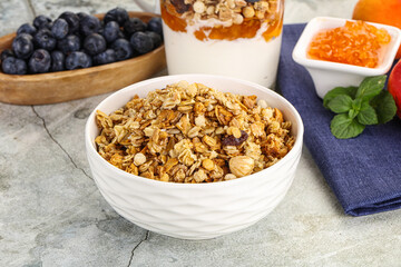 Granola museli cereal for breakfast