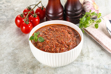 Spanish traditional gazpacho tomato soup