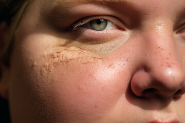 Obraz premium Woman face with symptoms of skin Infection 