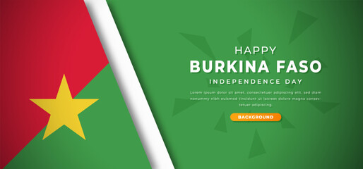 Happy Burkina Faso Independence Day Design Paper Cut Shapes Background Illustration for Poster, Banner, Advertising, Greeting Card