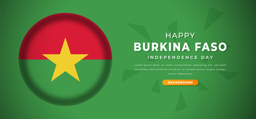 Happy Burkina Faso Independence Day Design Paper Cut Shapes Background Illustration for Poster, Banner, Advertising, Greeting Card