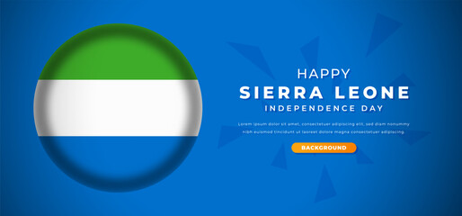 Happy Sierra Leone Independence Day Design Paper Cut Shapes Background Illustration for Poster, Banner, Advertising, Greeting Card