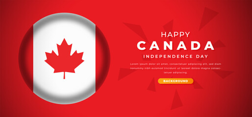 Happy Canada Independence Day Design Paper Cut Shapes Background Illustration for Poster, Banner, Advertising, Greeting Card