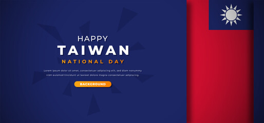 Happy Taiwan National Day Design Paper Cut Shapes Background Illustration for Poster, Banner, Advertising, Greeting Card