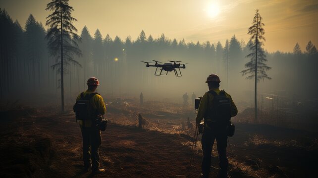 Forest caregivers putting out fires and caring for the forest with the help of drones and technology