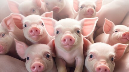 A bunch of pigs that are sitting in someone"s hand