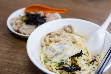 Taiwanese meat dumpling noodle in local restaurant