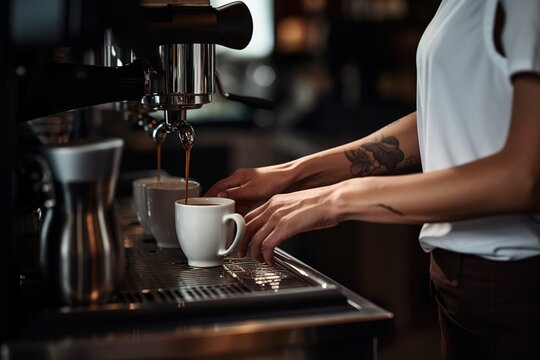 Manos de mujer preparando caf&eacute;