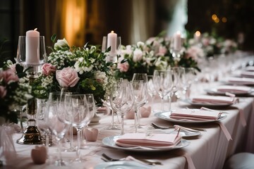 Fototapeta premium Flower decoration of wedding tables