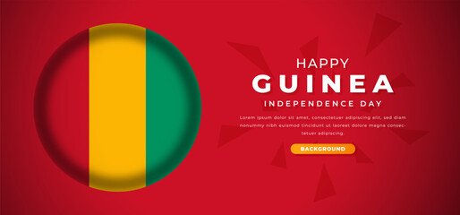 Happy Guinea Independence Day Design Paper Cut Shapes Background Illustration for Poster, Banner, Advertising, Greeting Card