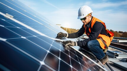 Engineers installing solarcell panels.