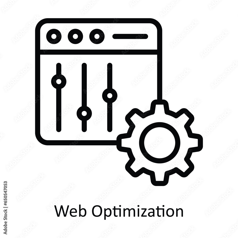 Aufkleber web optimization vector outline icon illustration. eps 10 file.
