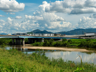 大阪を流れる大和川と橋の風景