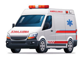 Ambulance car vector illustration. Emergency medical service vehicle isolated on white background