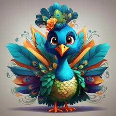 Peacock Illustration AI Generative